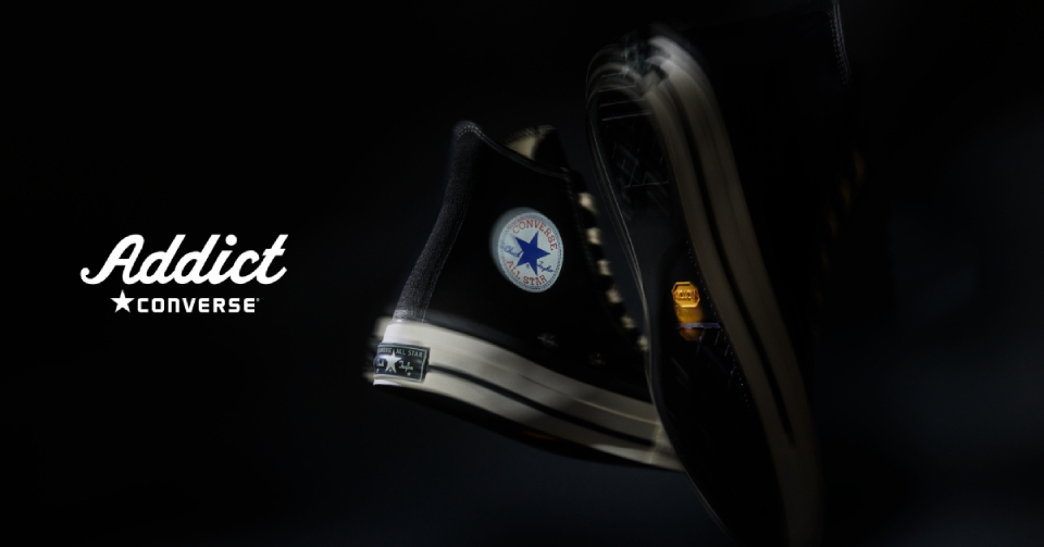 CHUCK TAYLOR CANVAS HIのキービジュアル。アンクルパッチ、ヒールラベルの見せ方にこだわり、狙ったぼかしやブレで躍動感を演出しました。